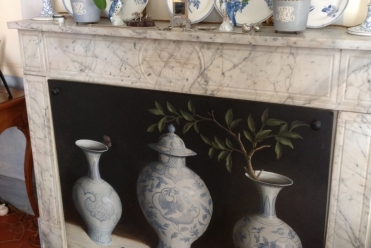 Blue and White Pots I, Oil on Board