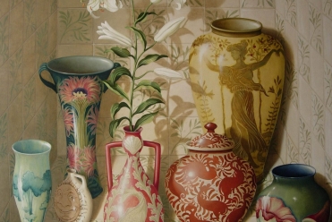 Arts & Crafts Vases, Oil on Board